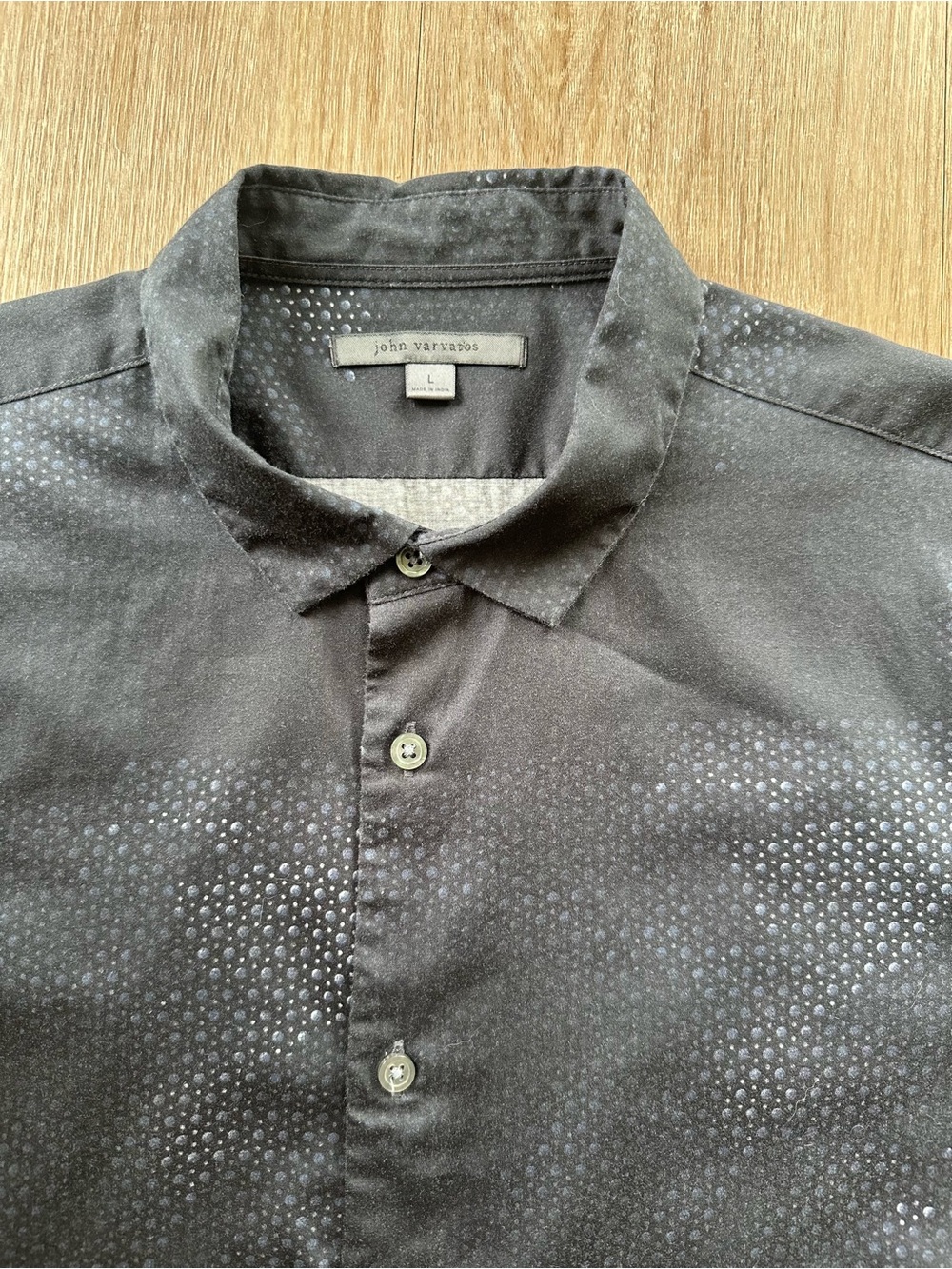 John Varvatos - Charcoal Dot-Print Button-Down Shirt - Size L